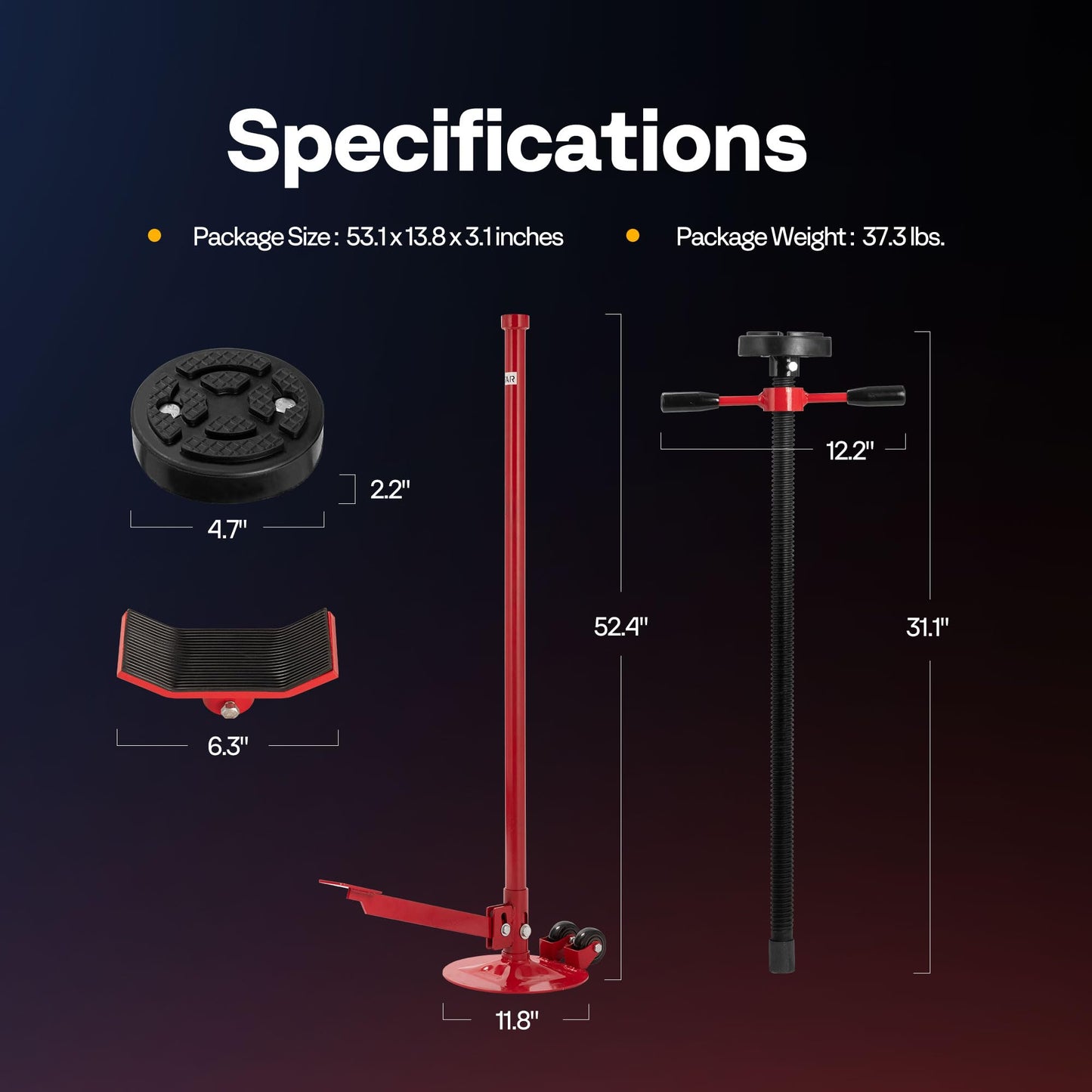 SPECSTAR Movable Underhoist Support Stand with Foot Pedal, 3/4 Ton 1650Lbs Capacity Jack Stand Lifting from 52 to 76 Inch with Replaceable Saddle and Steel Base