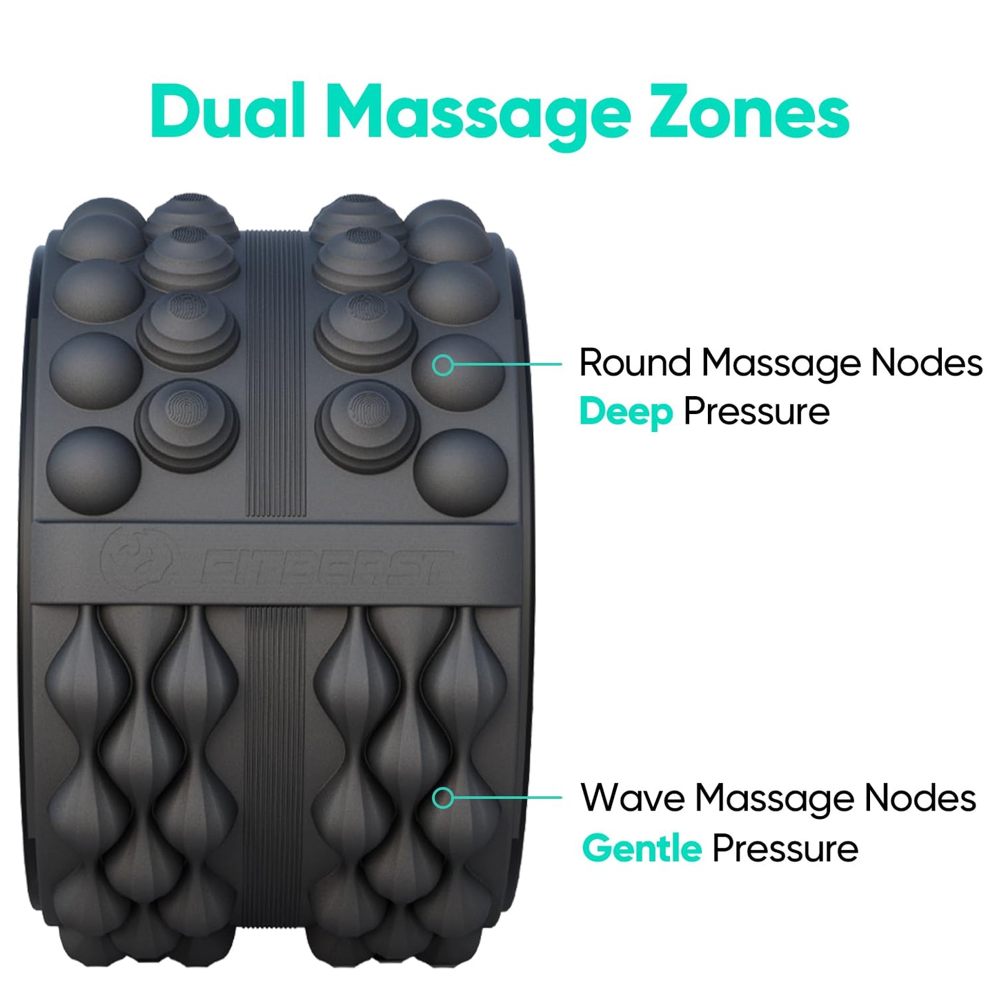 FitBeast Back Roller, Back Wheel Foam Roller - Targeted Muscle Roller for Deep Tissue Massage, Back Stretcher (12'', Black)