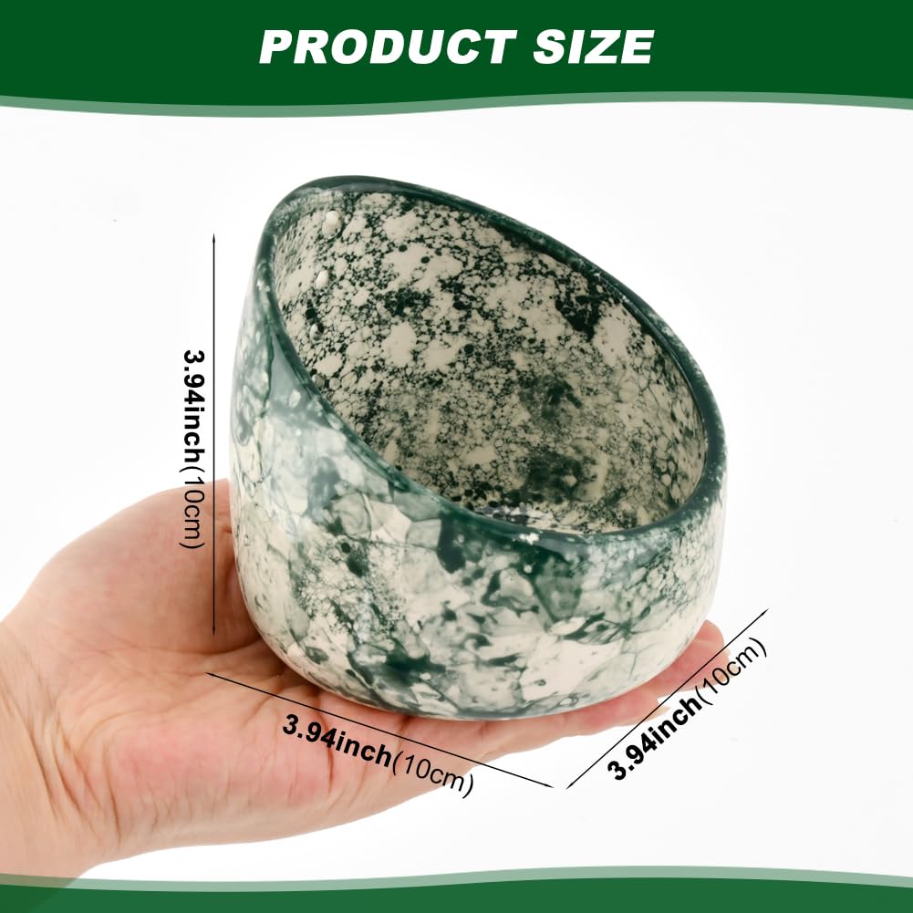 Herb Stripper Bowl, Handmade Ceramic Herb Stripper, Pottery Kitchen Efficient Leaf Removal Tool Available in Different Hole Sizes for Peeling the Stemmed Leaves(Color:Green)