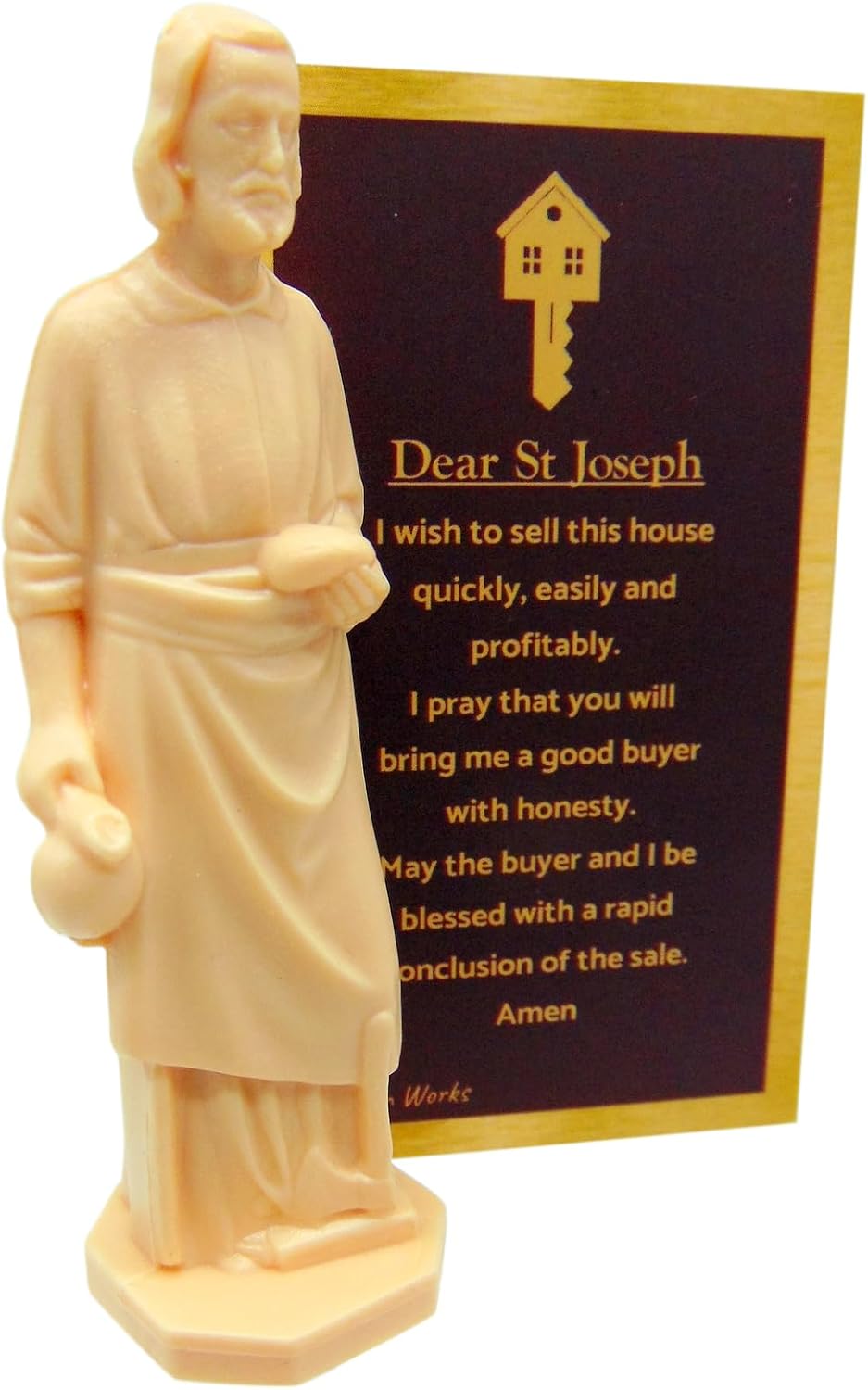 Westmon Works St. Joseph House Selling Statue - Faith-Based Figurine with Double-Sided Prayer Card | Made in the USA