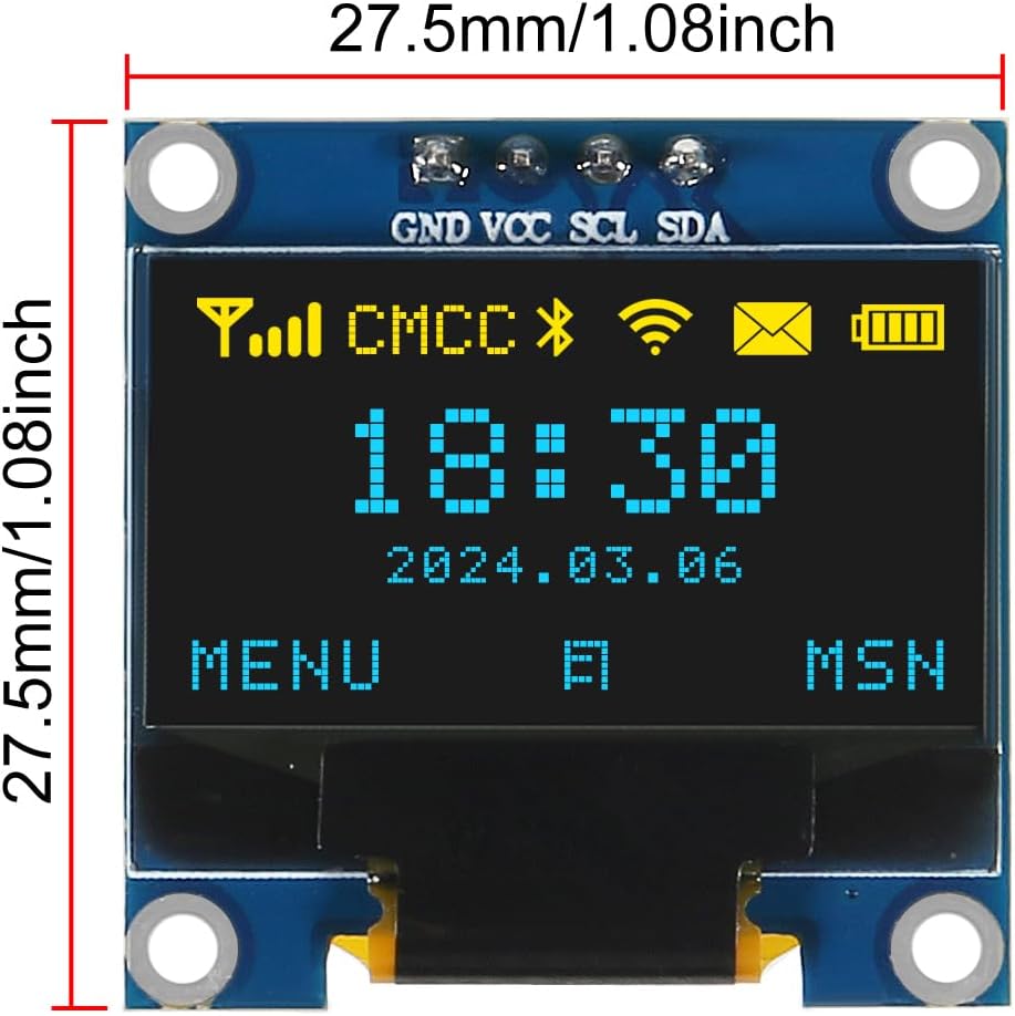 AITRIP 2PCS ESP-32 CP2102 Chip+2PCS 0.96 Inch I2C 12864 SSD1306 30pcs 20cm USB-C Development Board OLED IIC Display