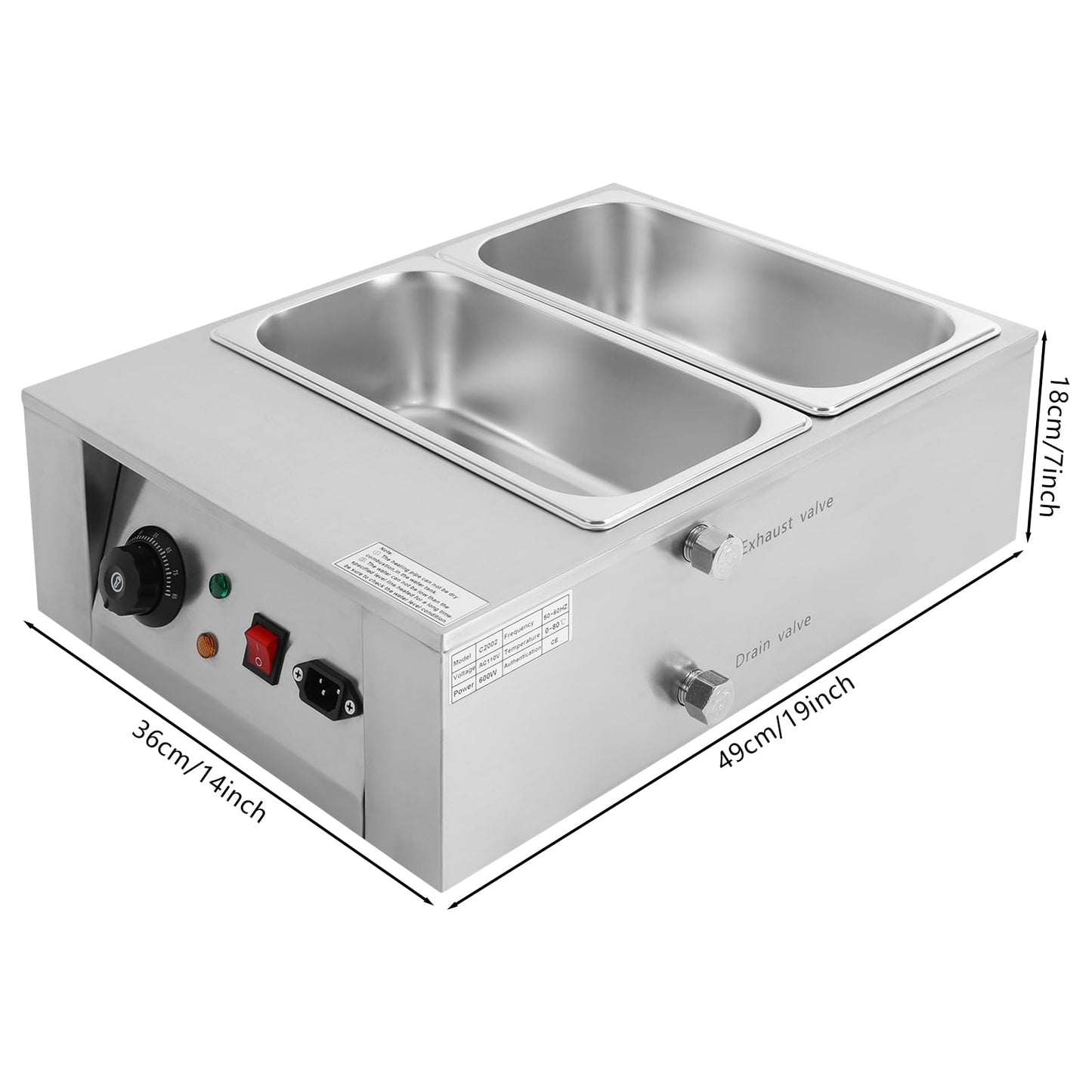 Chocolate Tempering Machine, 600W Chocolate Melting Pot 2-Tanks With Adjustable Temperature & Efficient Heating Electric Chocolate Melter for Heat Cream Milk Butter Jam Etc and Melt Chocolates