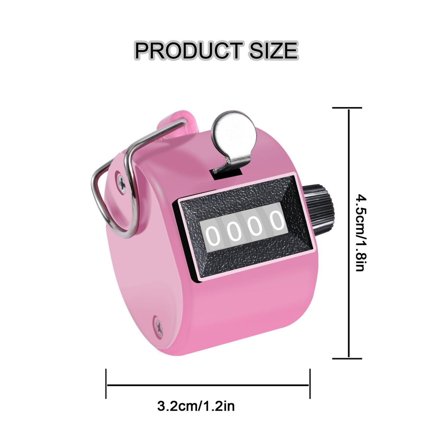 Clicker Counter Handheld Tally Counter 4-Digit Number Counter, 2 Pack Hand Mechanical Counters Clickers Pitch Umpire Click Counter for Coaching, Knitting, People, Lap, Fishing, Golf, (Pink White)