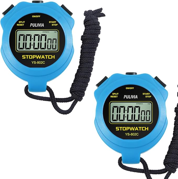 Digital Stopwatch Timer Only Stopwatch with ON/Off, NO Bell No Whistle Silent Basic Operation Children Friendly, PULIVIA Sport Stop Watch for Coaches Kids Swimming Running