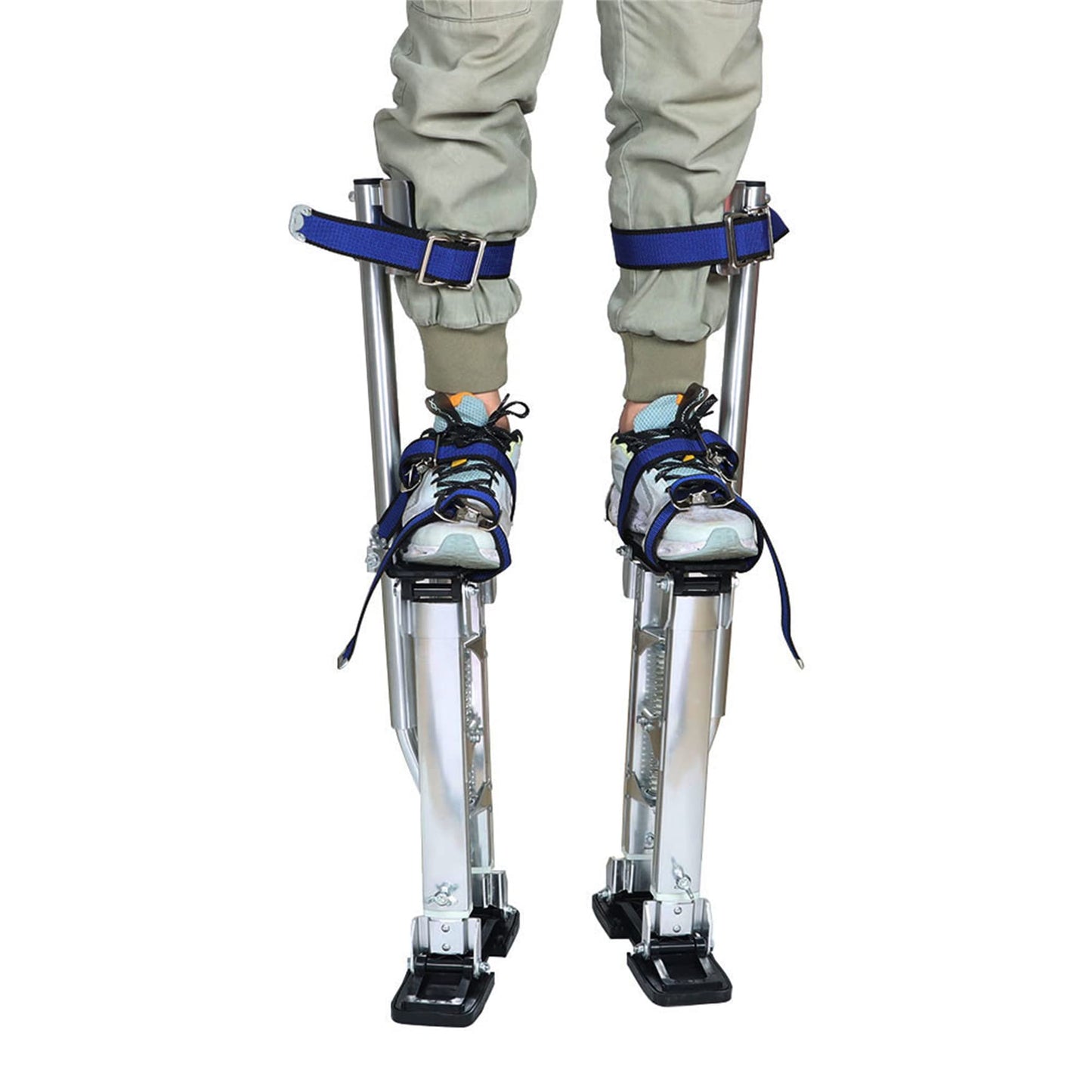 WFLNHB Drywall Stilts Grade Adjustable Auminum Tool Stilt 15-23 inch for Painting or Cleaning - Silver