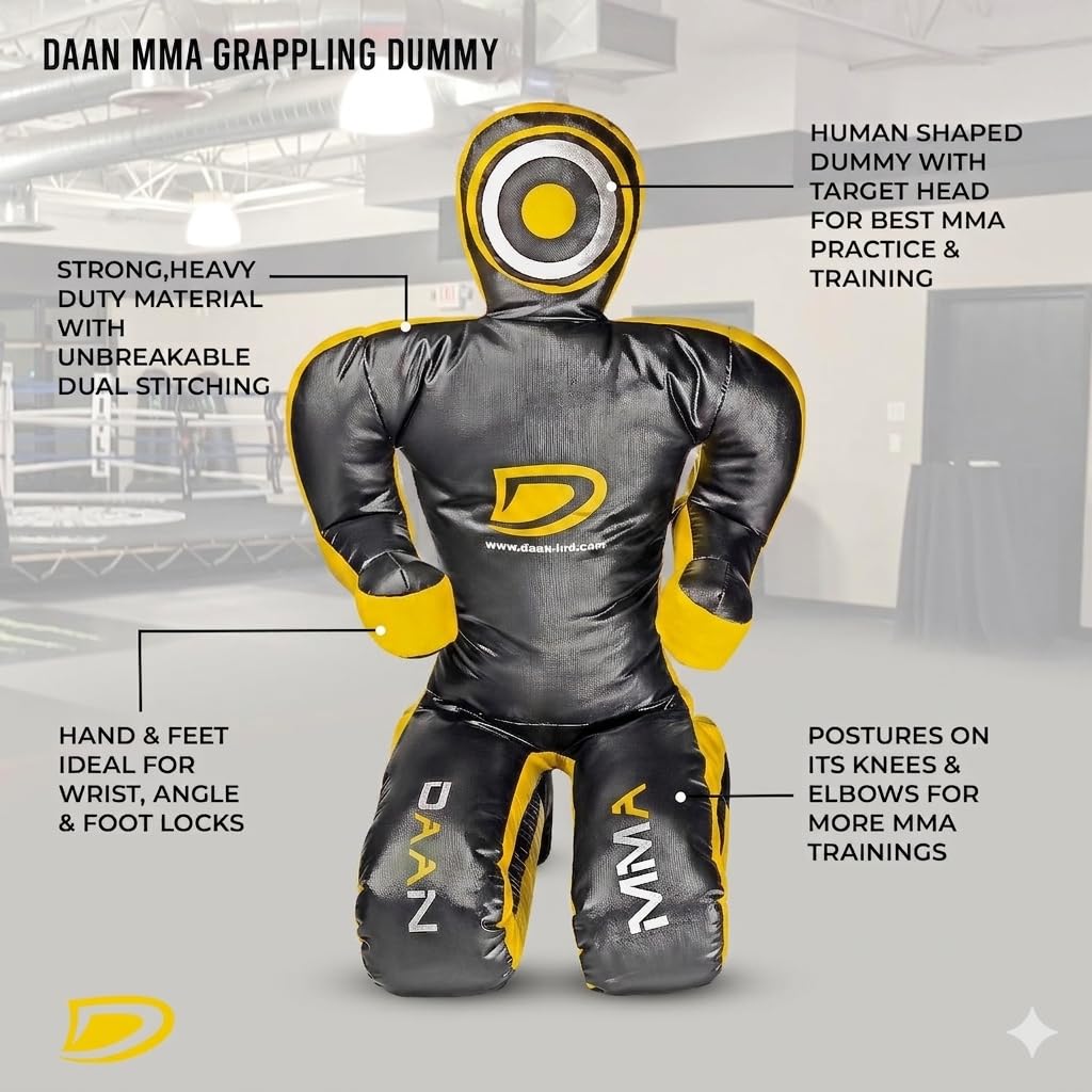 Grappling Dummy Multicolor – BJJ, MMA, Wrestling & Judo Training Dummy – Durable Punching Bag for Martial Arts & Self Defense Practice 180cm Unfilled (White)