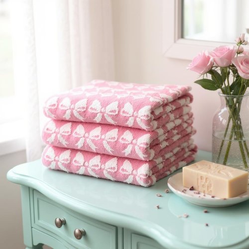 Luxury Bow Bath Towel - Cute Pink Towel – Ultra-Absorbent & Quick-Dry Cotton Towels for Bathroom, Spa & Hotel Quality Comfort (Pink Bows, Bath Towel)