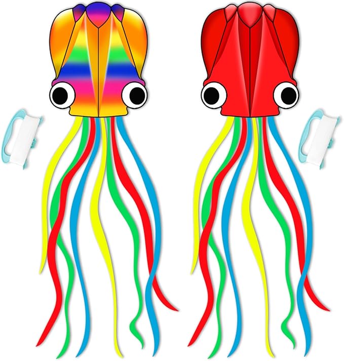 Large Octopus Kites for Kids & Adults,Big Kite for Beginners, Kites for Kids Ages 4-8,Outdoors Activities with Line and Handle