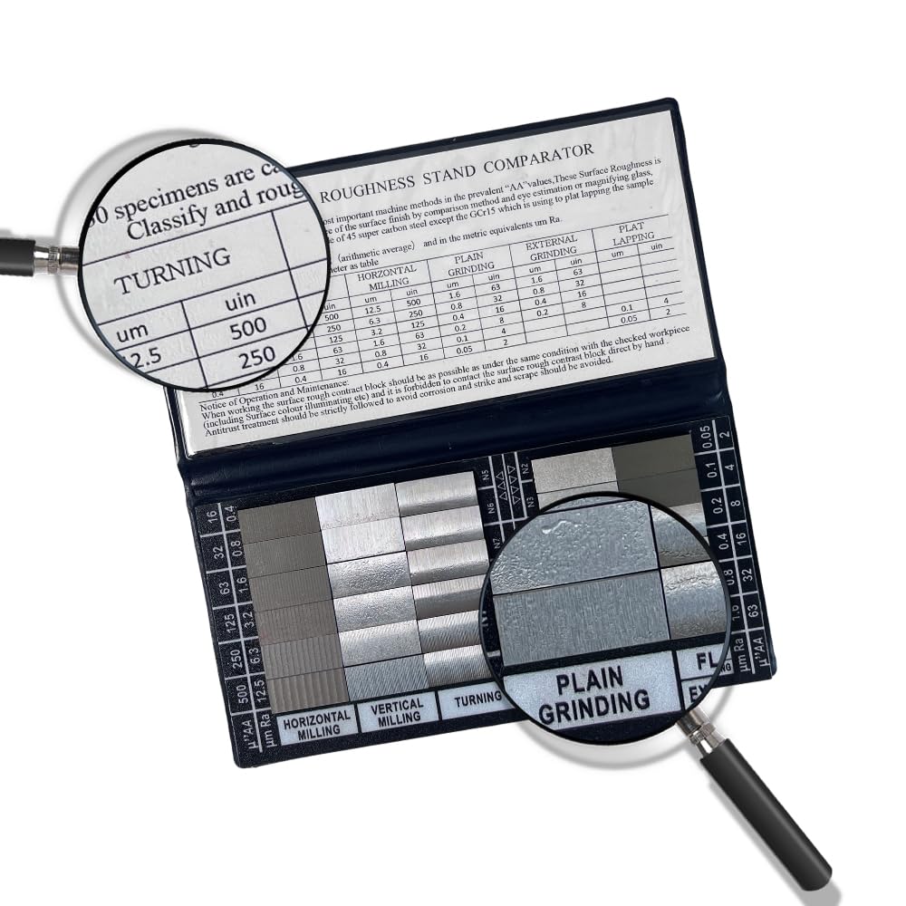FUZIDDN Surface Finish Comparator Set, Ra 0.05-12.5μm with 30 Samples, Professional Tactile & Visual Roughness Comparison Tool for Quality Control in Machining, Grinding, Milling Processes