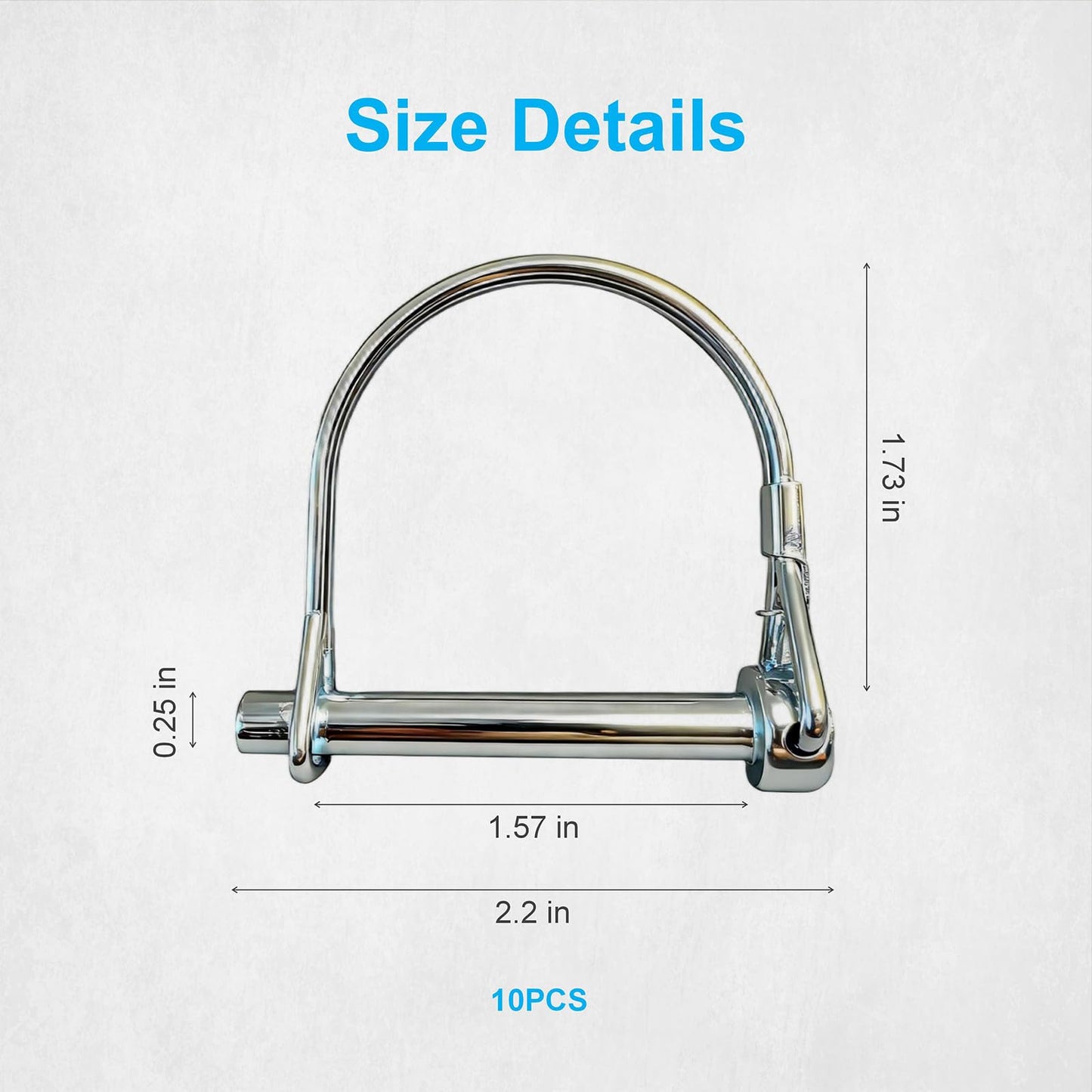 10 Pack, NRJSSCC Trailer Coupler Pin and Locking Pin, 2-1/8"x1/4" Trailer Hitch Pin, Heavy Duty Shaft Locking and Wire Lock Pins, Hardware Pins for Farm Trailers, Towing, Lawn Garden, Carbon Steel
