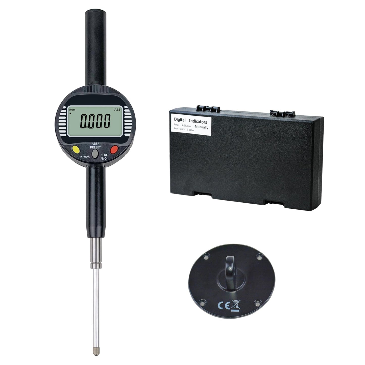 Digital Dial Gauge,with A Range of 50.8mm/2 in,Dlectrical Digital Indicator Graduation of 0.001mm,Metric and Imperial Measure Tool.Electronic Dial Gauge for Bearing Measurement and CNC Machine