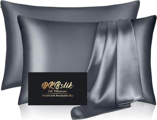 Mulberry Silk Pillowcase Set - 2 Pack Queen Size | Anti-Acne & Hair Care | Space Grey