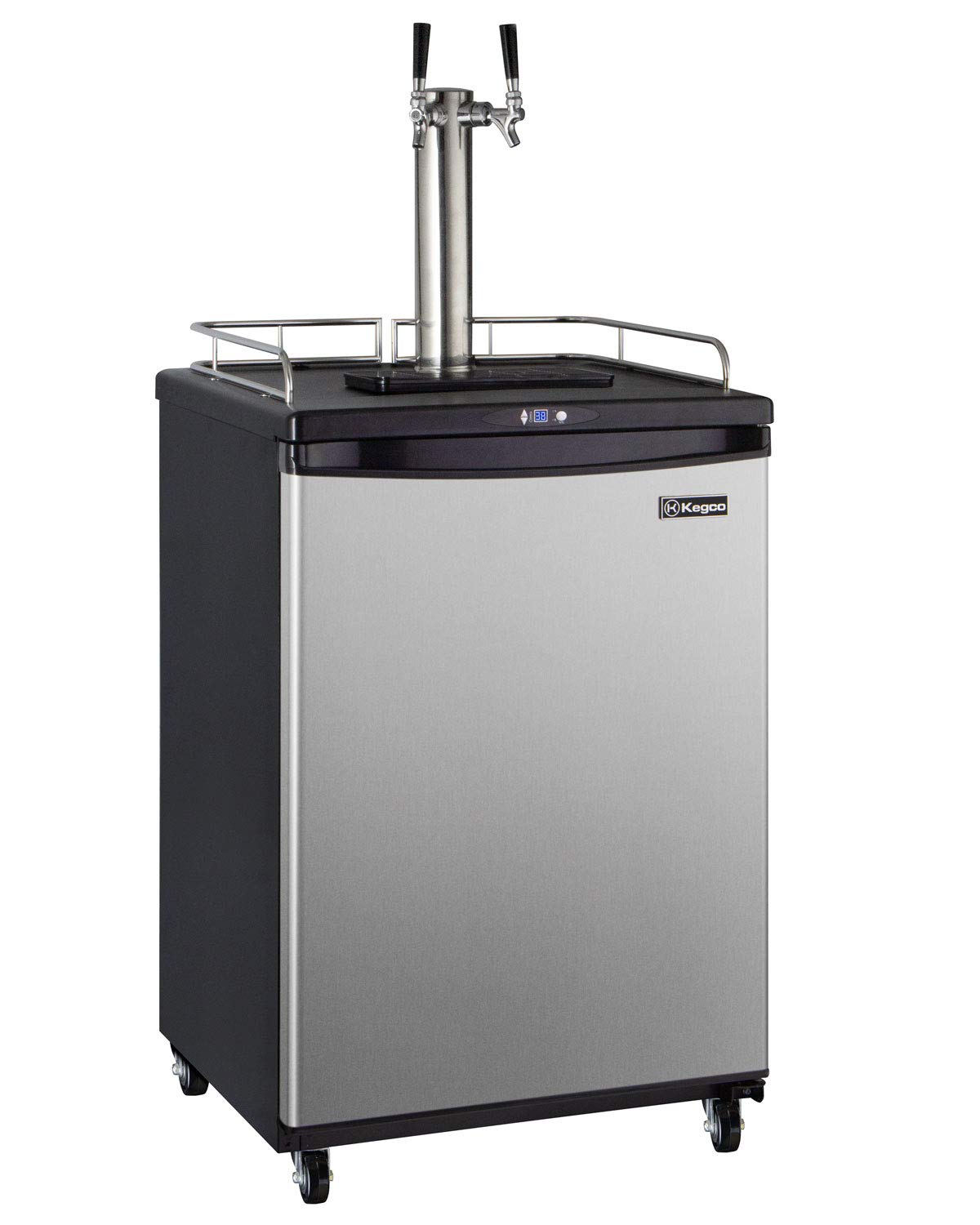Kegco Keg Dispenser, 2 Faucet, Stainless Steel