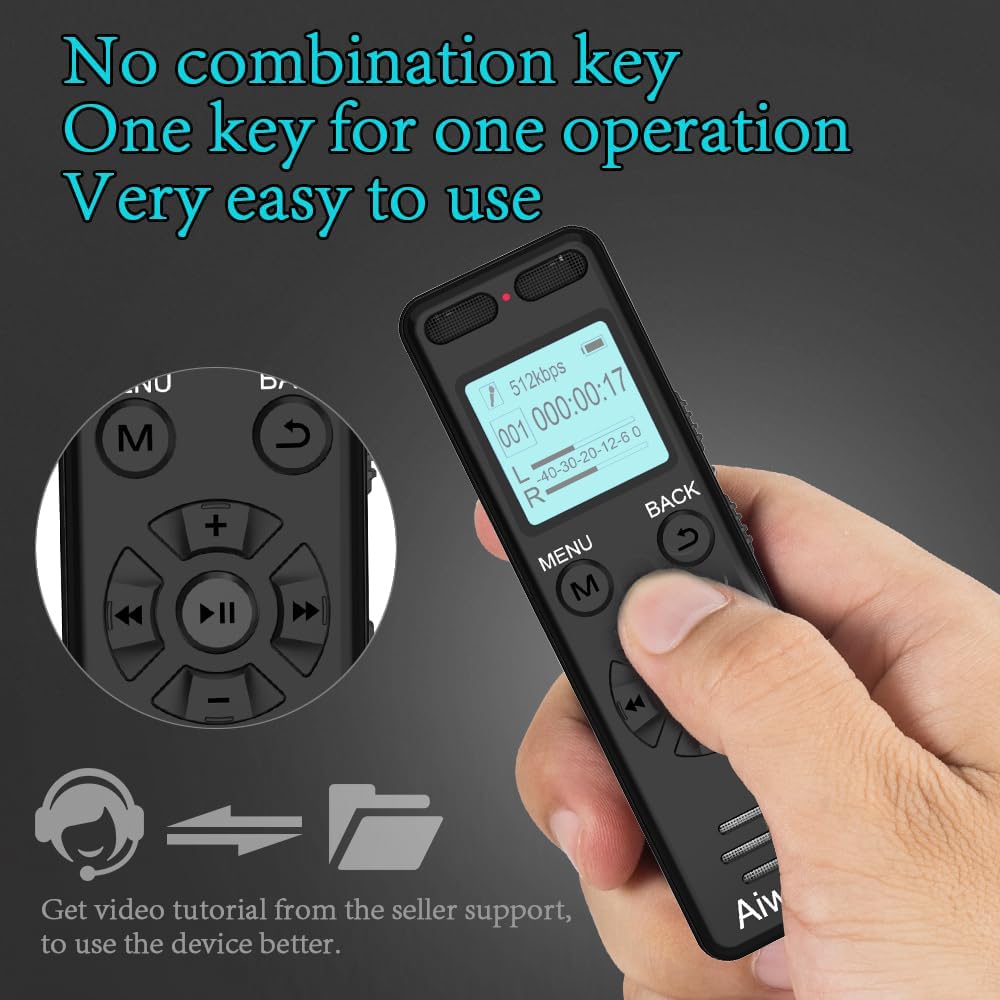 Aiworth 136GB 9860 Playback,MP3 Digital Voice Recorder Voice Activated Recorder for Lectures Meetings - Hours Sound