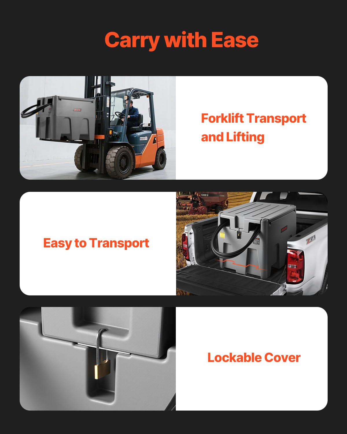 VEVOR New Portable Diesel Tank, 58 Gallon Capacity & 10 GPM Flow Rate, Diesel Fuel Tank with 12V Electric Transfer Pump and 13.1ft Rubber Hose, PE Diesel Transfer Tank for Easy Fuel Transportation