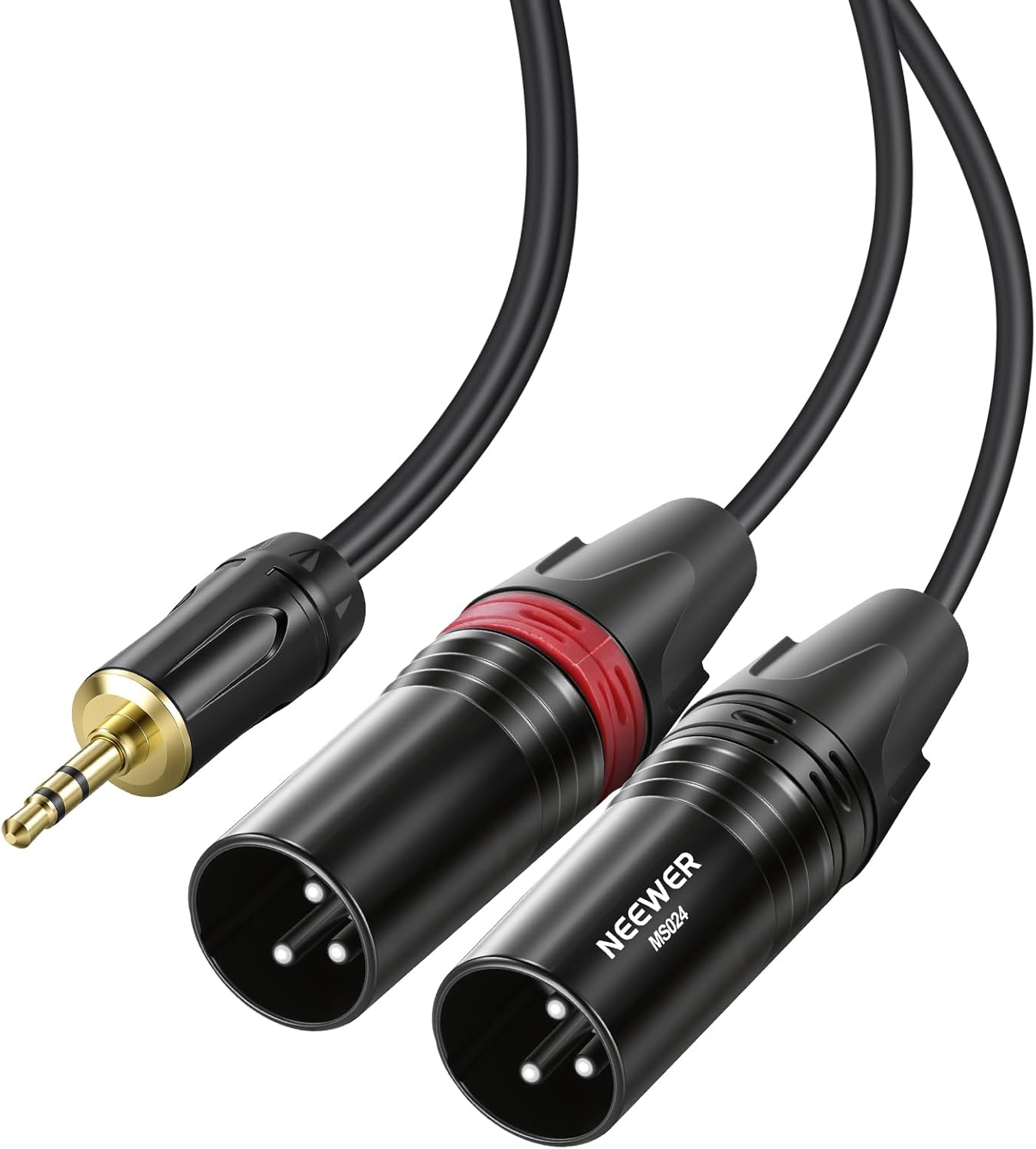 3.5mm 1/8 Inch 10ft MP3 MS024 NEEWER TRS AUX to Dual XLR Breakout Cable, Male to Male Audio Cord Adapter Connector
