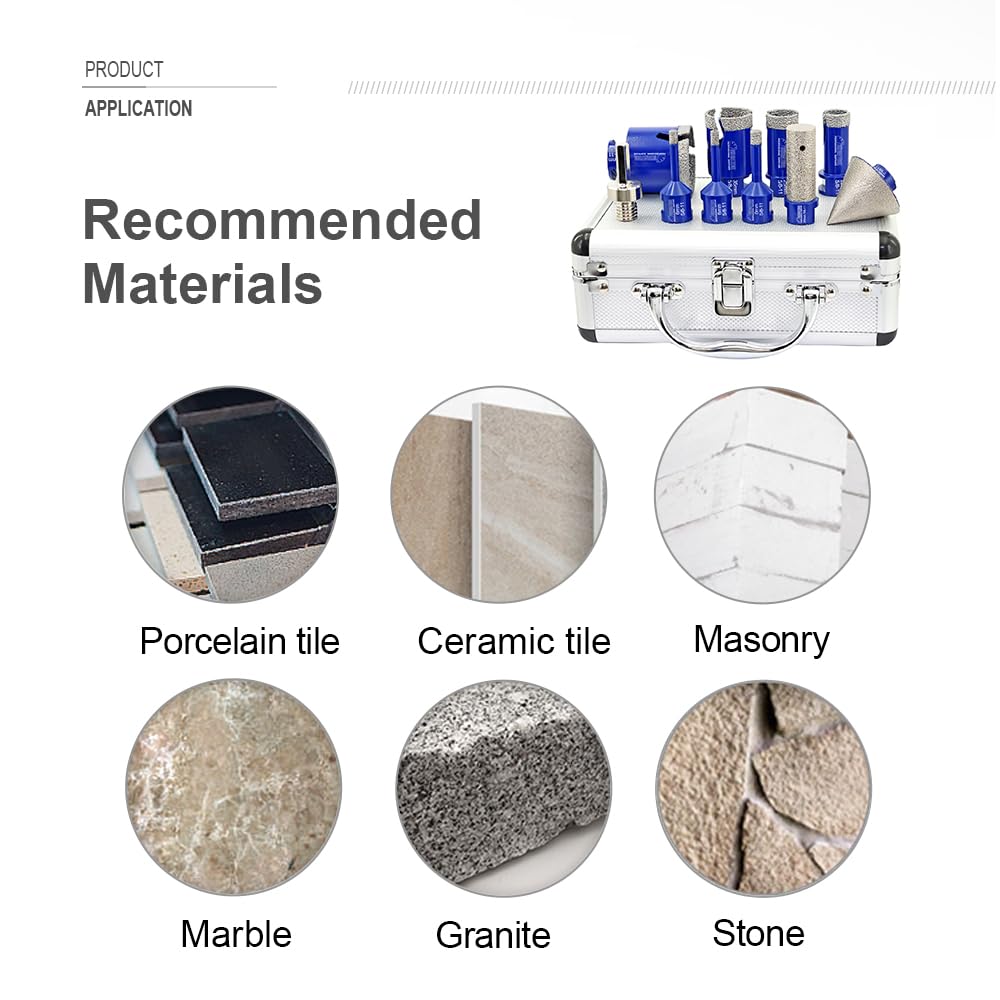SHDIATOOL Diamond Core Drill Bits for Porcelain Ceramic Tile Marble Brick Vacuum Brazed Hole Saw