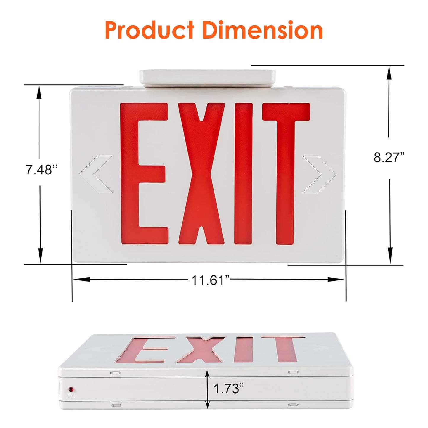 Gruenlich LED EXIT Sign, Emergency Light with Double Face and Back Up Batteries- US Standard Red Letter EXIT, UL 924 Qualified, 120/277 Voltage, 1-Pack