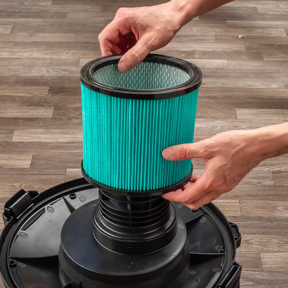 ROCKLER 9 Gal HEPA Dust Collector - Power Tool Activated Shop Dust Collection System for Dislodging Debris - Heavy Duty, Washable, & Portable Shop Vaccum to Capture Debris from Different Tools