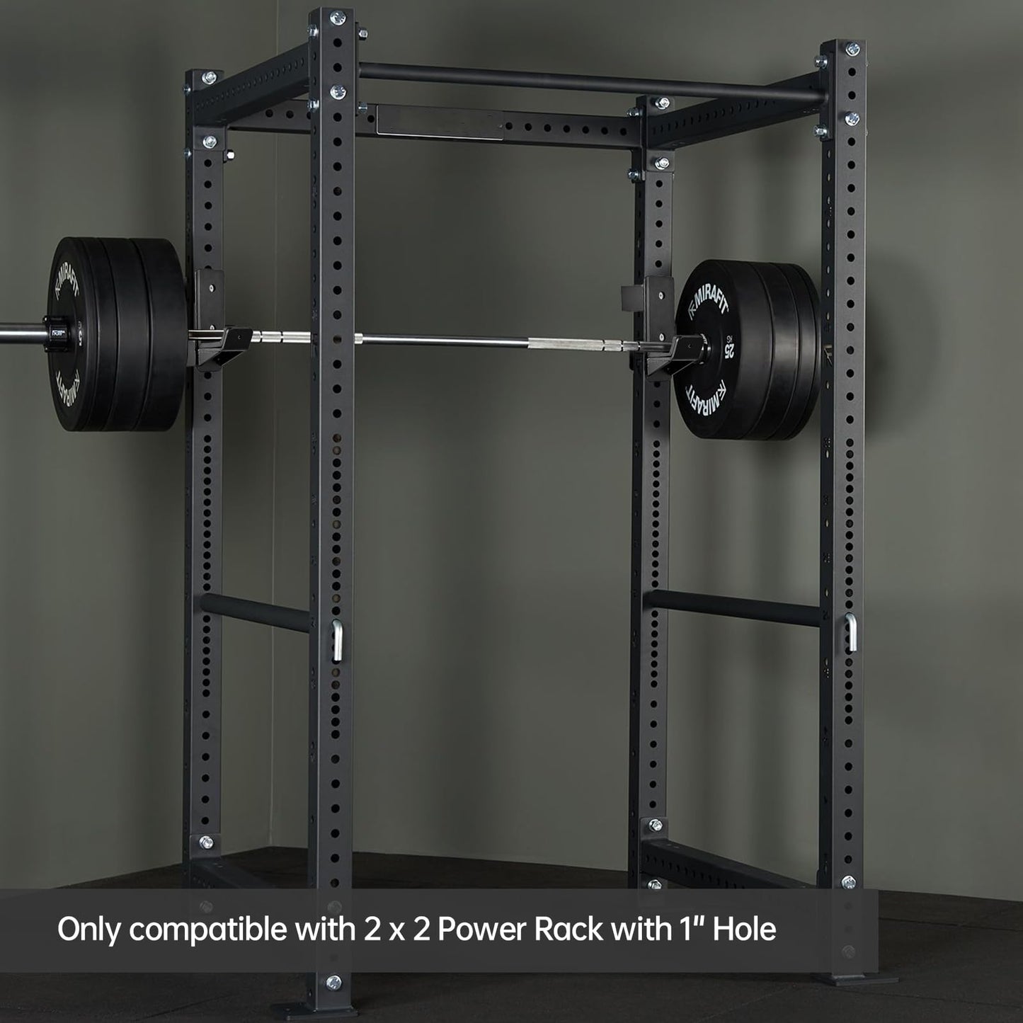 AINAFIX J Hooks for 2" x 2" Power Rack with 1" Hole, Rubber Pad J-Hook for Power Cage, Bottom Reinforced Steel J Cups for Squat Rack, Heavy Duty Barbell Holder, Black