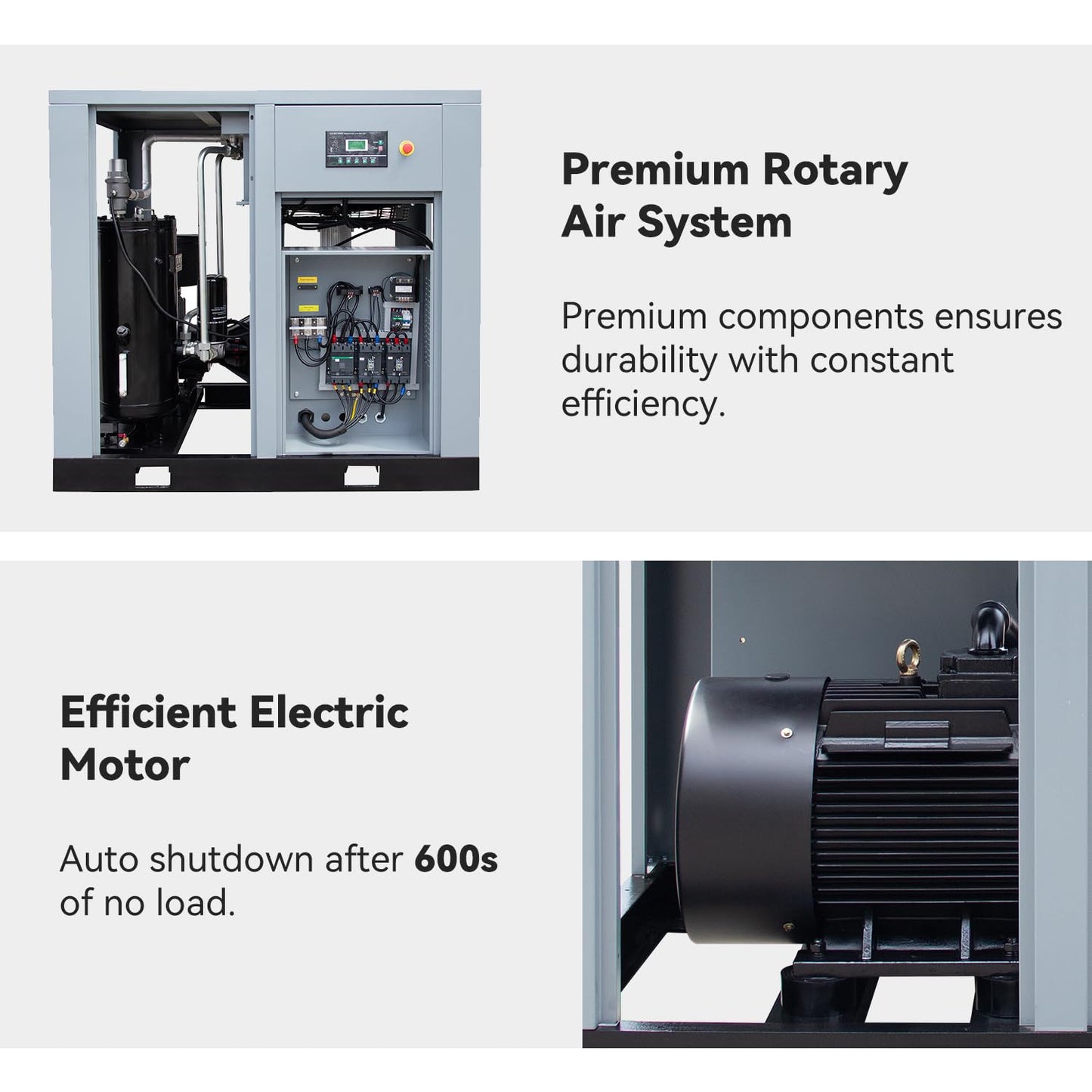 HPDAVV Rotary Screw Air Compressor 55KW 75HP 208-230V/60Hz/3-Phase Heavy Duty Stationary Industrial Air Compressed System 350CFM Max.Pressure 125PSI Commercial Air Compressor