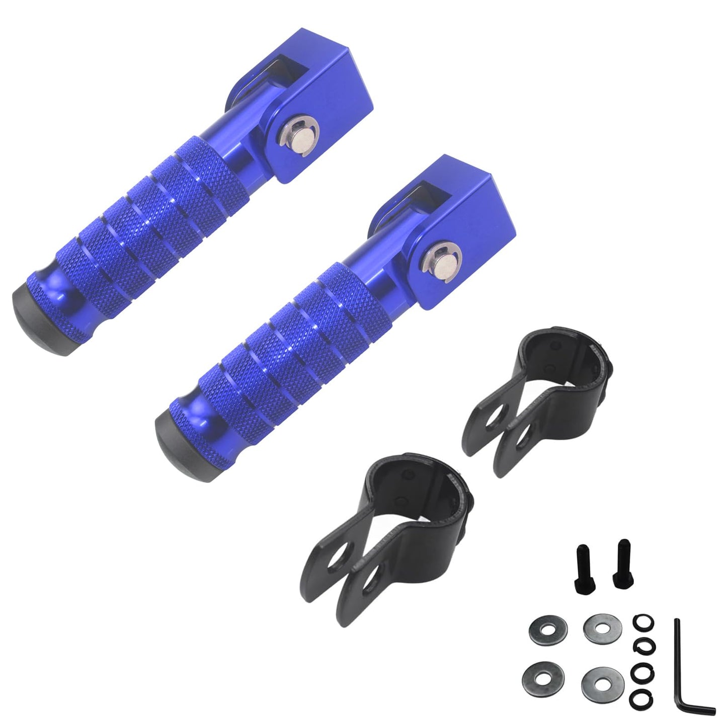 GWH CNC M8 Motorcycle Foot Pegs 90 Degree Foldable Foot pegs Footpegs CNC Anti-Skid Footrest Foot Rest Pedal for Motorbike Mini Bike Dirt Pit Bike (Blue)