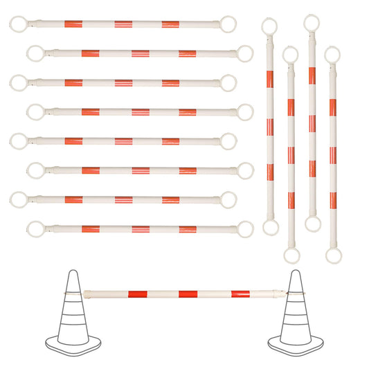12 Pack Retractable Traffic Cone Bar from 4ft to 7.2ft, Expandable Safety Cone Bars for Parking Lots，Barricade for Road Construction