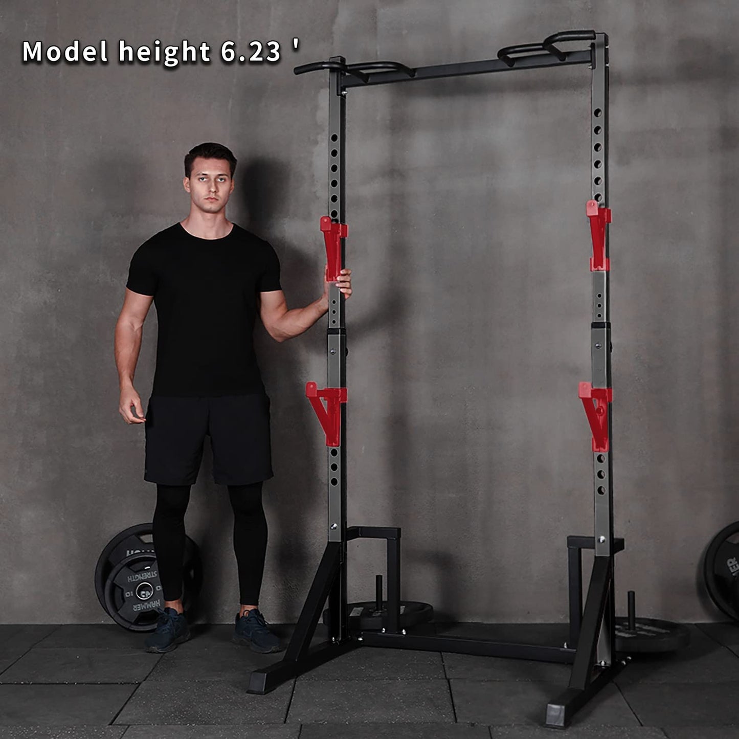 CANPA Multifunction Power Rack with Pull up Bar, Heavy Capacity and Adjustable Squat Stand Rack for Home Gym Equipment, Power Rack Cage (Black)