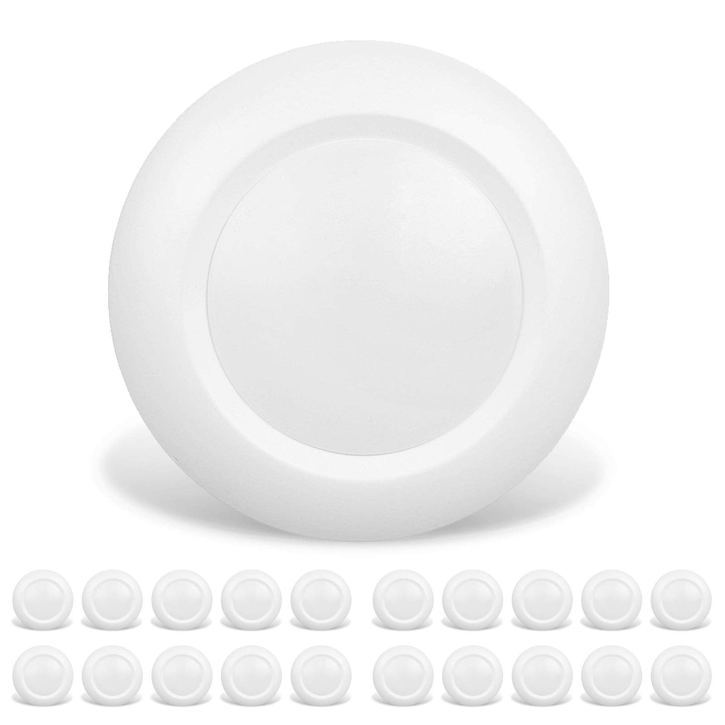 JULLISON 20 Packs 6 Inch LED Low Profile Recessed & Surface Mount Disk Light, Round, 15W, 900 Lumens, 5000K Day Light White, CRI80, Driverless Design, Dimmable, ETL Listed, White