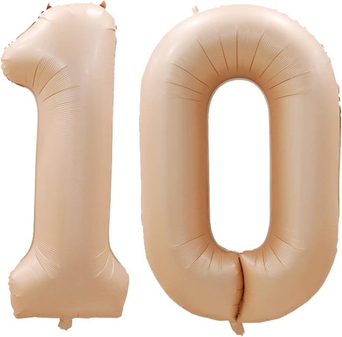 GOER Jumbo Number 10 Balloons - 42 Inch Foil Helium Balloons for 10th Birthday & Anniversary (Caramel)