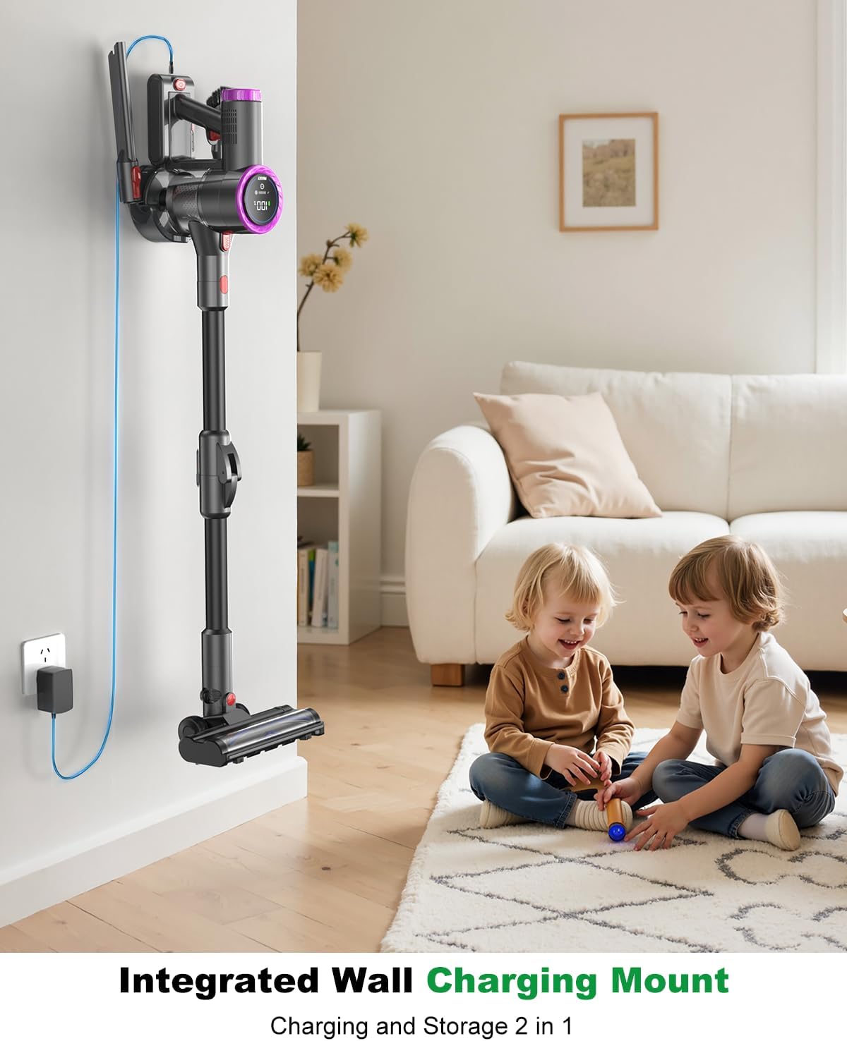 Skiennix Cordless Vacuum Cleaner - 550W Powerful Suction, Lightweight & Rechargeable for Pet Hair | Purple