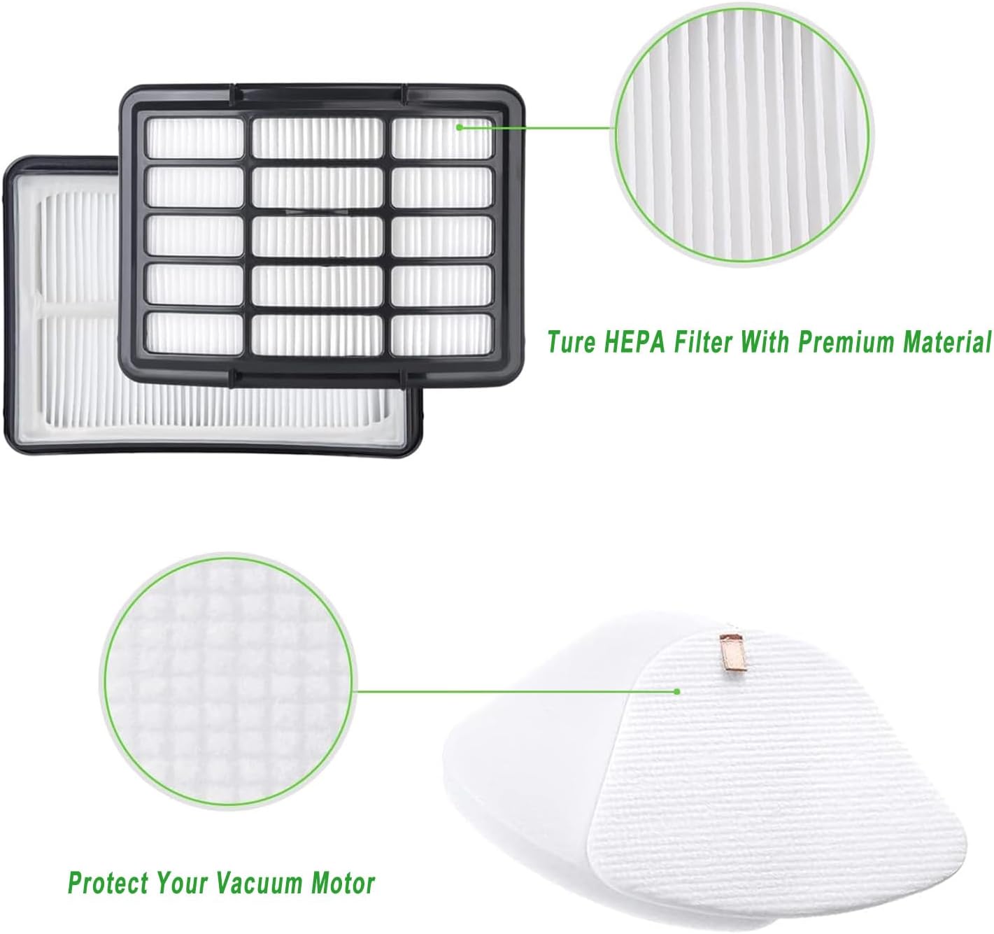 Shark Navigator Lift-Away Vacuum Filter Replacement - 2 HEPA + 4 Foam & Felt Filters Set