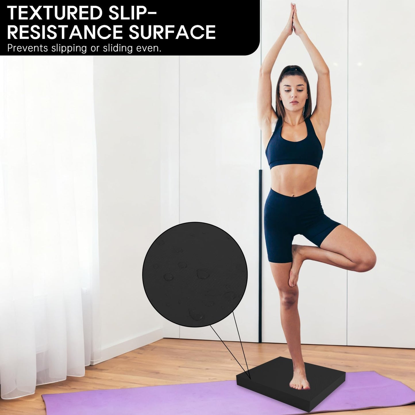 MBKHFLL Exercise Balance Pad，Balance Foam Mat for Physical Therapy Equipment & Strength Stability Training, Slip Resistant Foam Mat for Yoga, Pilates, Meditation，Gardening knee pads (black)