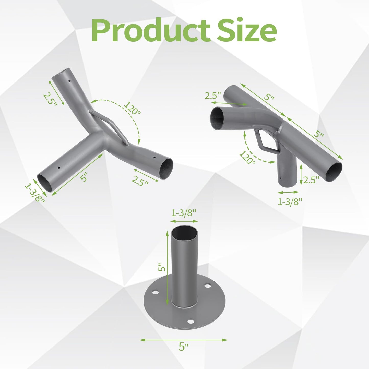 ICITYWALL 8 Leg Carport Kits，High Peak Canopy Fitting Kit with 1-3/8" ID, Galvanized Steel Carport Connectors, shed Frame kit DIY Project