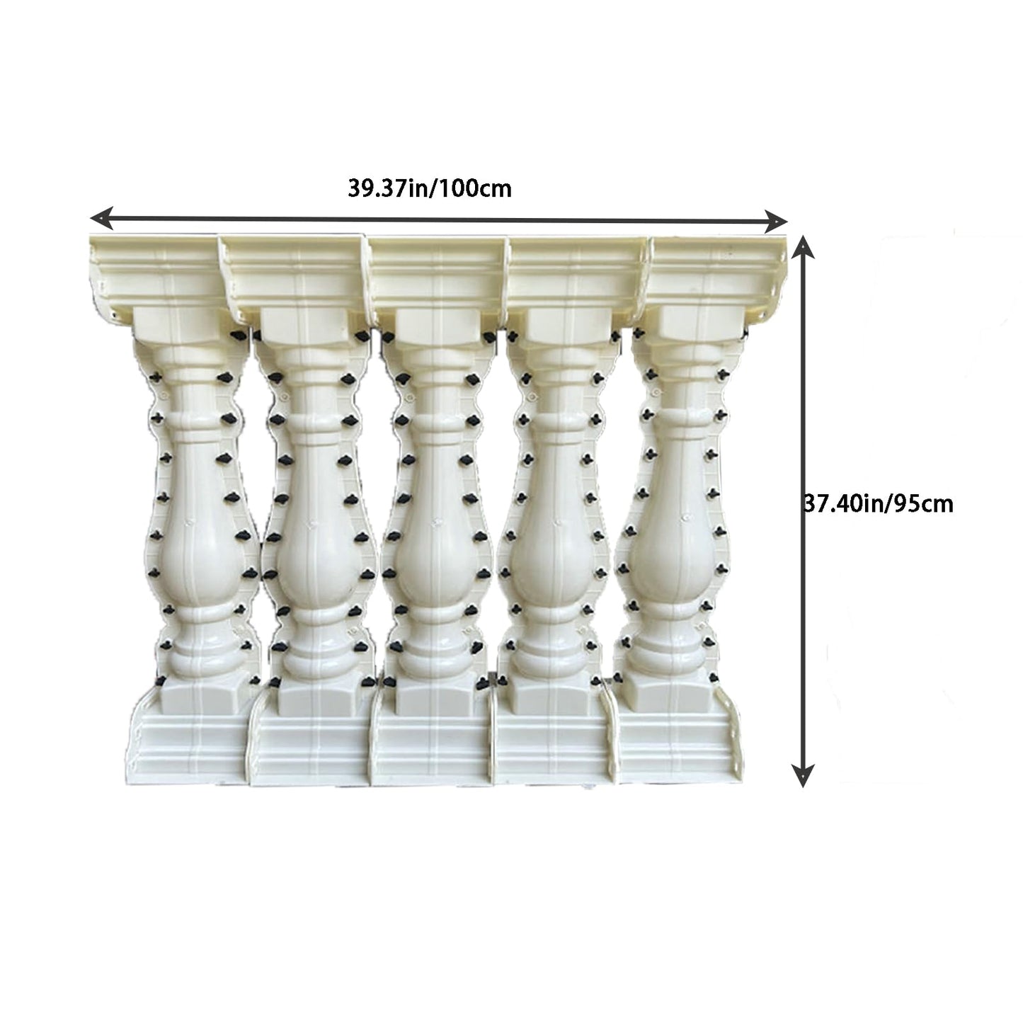 5 PCS Per Meter 37.4inches High ABS Balcony Concrete Molds，Balustrade Molds Terrace Casting Decorative handrail vase Column Concrete Fence Form