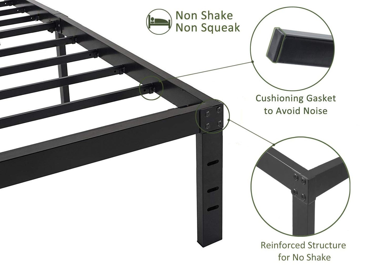 45MinST 18 Inch Maximum Storage Bed Frame/Reinforced Platform /3500lbs Heavy Duty/Easy Assembly/Mattress Foundation/Steel Slat/Noise Free, King