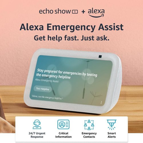 Echo Show 5 (3rd Gen) - Smart Display with Blink Mini Camera | Glacier White