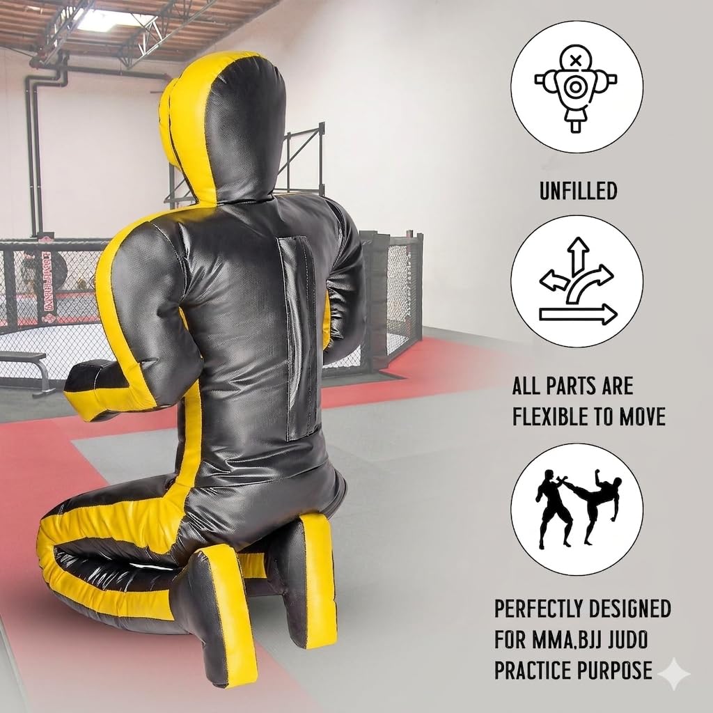 Grappling Dummy Multicolor – BJJ, MMA, Wrestling & Judo Training Dummy – Durable Punching Bag for Martial Arts & Self Defense Practice 180cm Unfilled (White)
