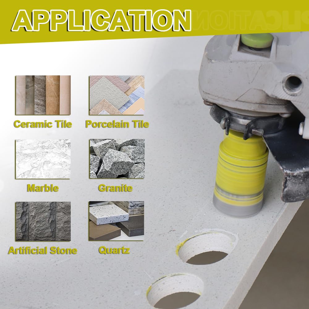 Diamond Tile Hole Saw Kit - Diamond Core Drill Bits Set SANLEETEK for Porcelain Tile Ceramic Marble 6/6/8/20/35/50/75/100MM+4/5'' Finger Bit+2" Chamfer Bit+SDS/HEX, 12pcs