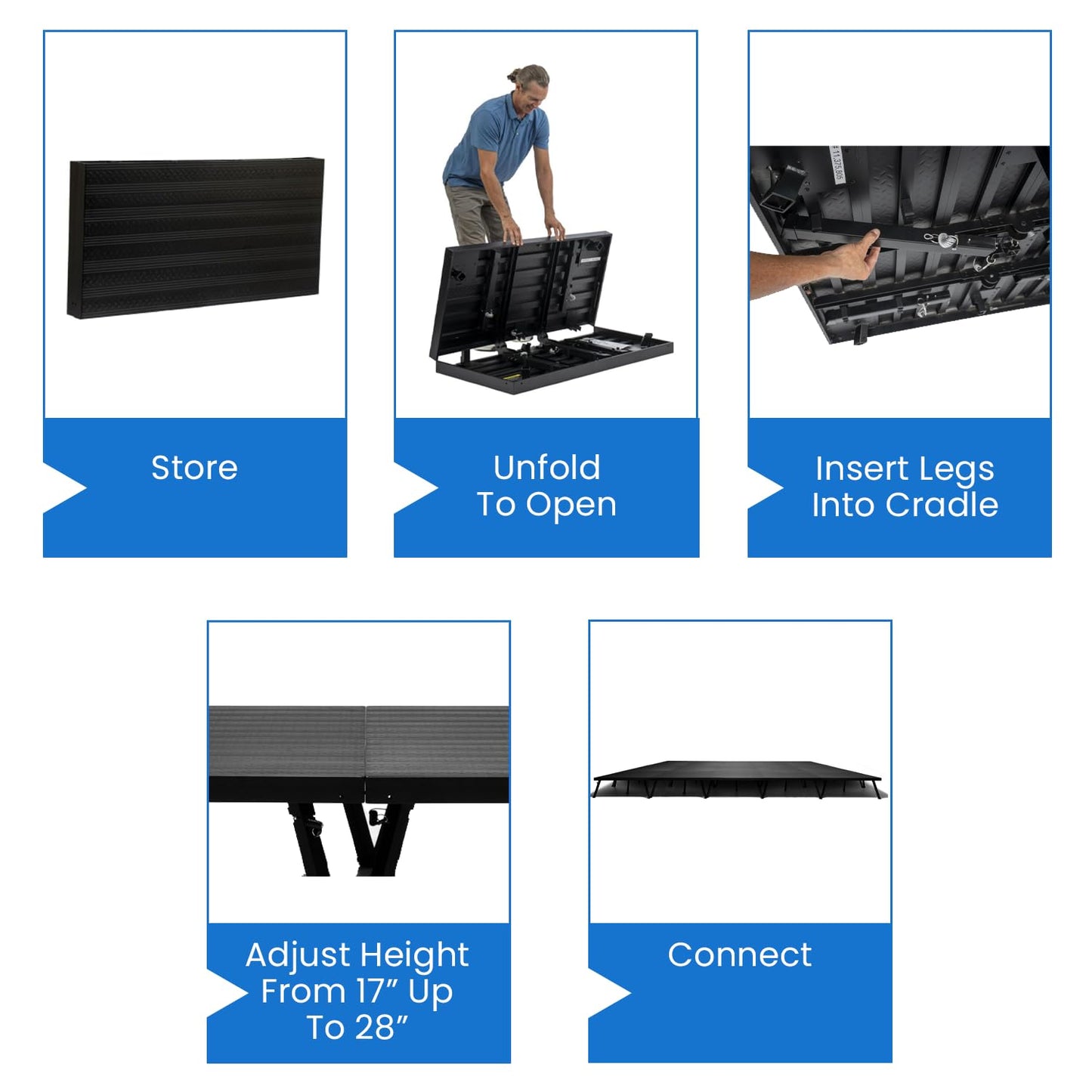 4'x8' MyStage - 2 Stage Platform with Adjustable Height 17"-28"