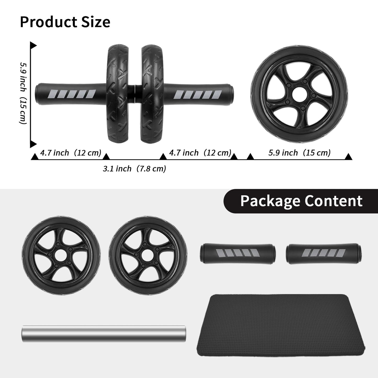 FEELCAT Convertible Ab Wheel Roller,Abs & Core Workout, Exercise Wheel with Knee Pad, Double Wheel Set with Dual Fitness Strength Training Modes at Gym or Home (Red Double Wheel)