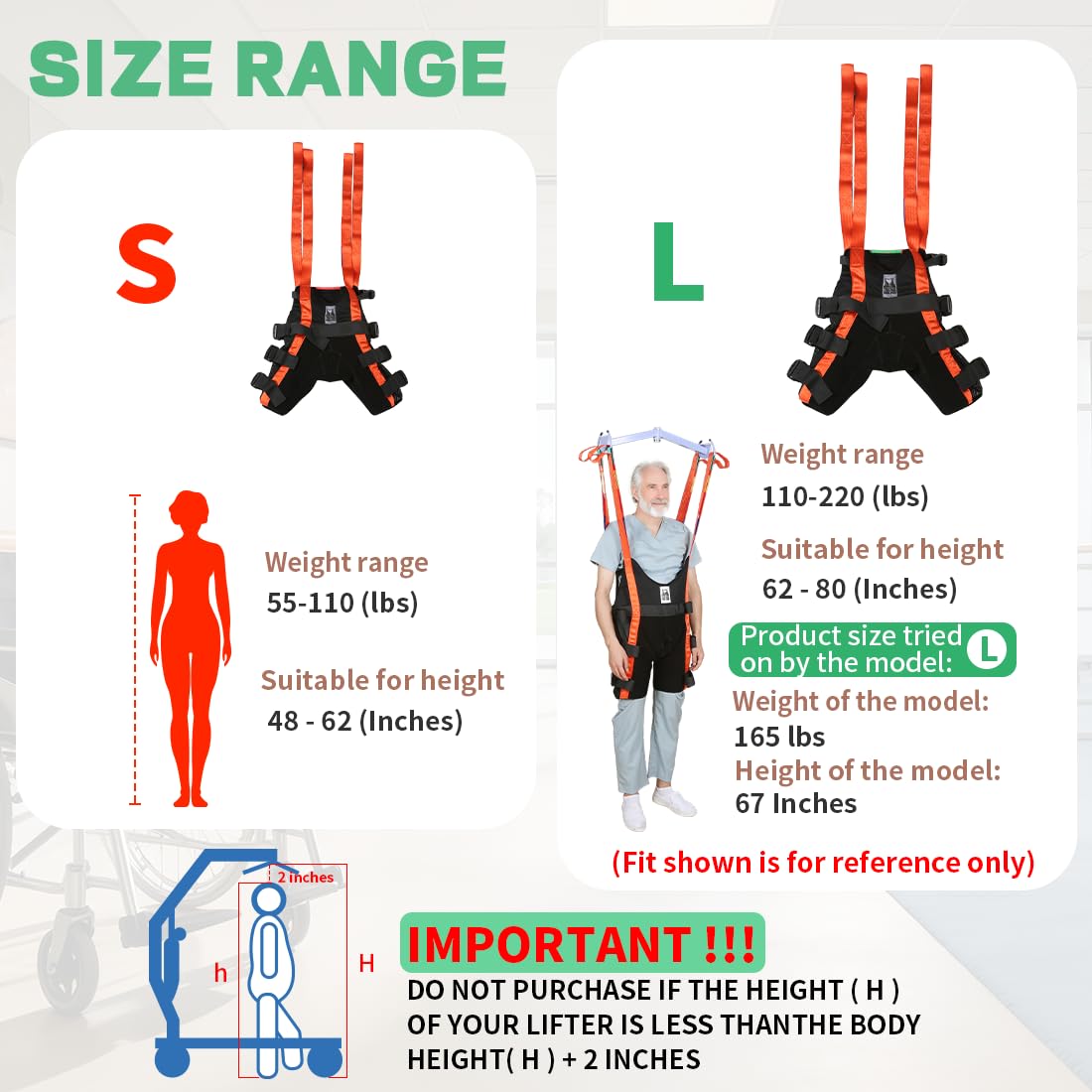 EHUCONELDEX Patient Lift Walking Sling with 4-Way Stretch Fabric,Lift Sling for Standing Support & Mobility Assistance, Padded Patient Transfer Sling for Elderly & Rehabilitation Use(Black, Small)