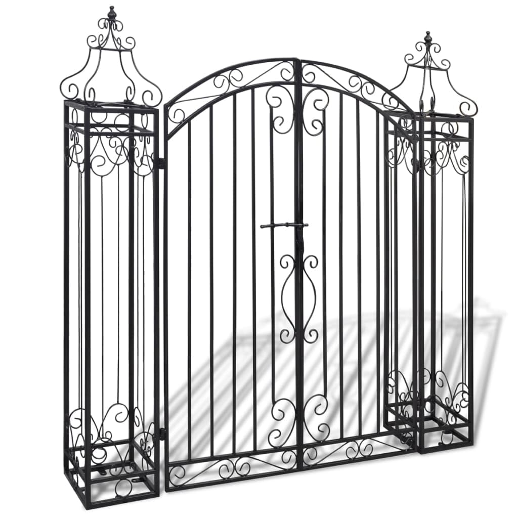 vidaXL Garden Gate, Ornamental Fence Gate with Bolt Hinge, Trellis Arch for Climbing Plants, Entrance Gate for Outdoor Backyard, Wrought Iron