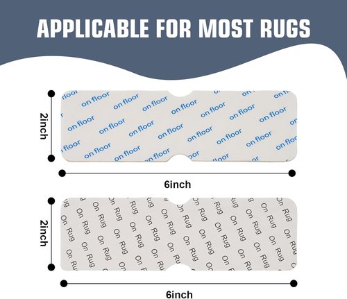 Heavywood Non-Slip Rug Grippers - Reusable Double-Sided Carpet Tape for Area Rugs | 8 Pack