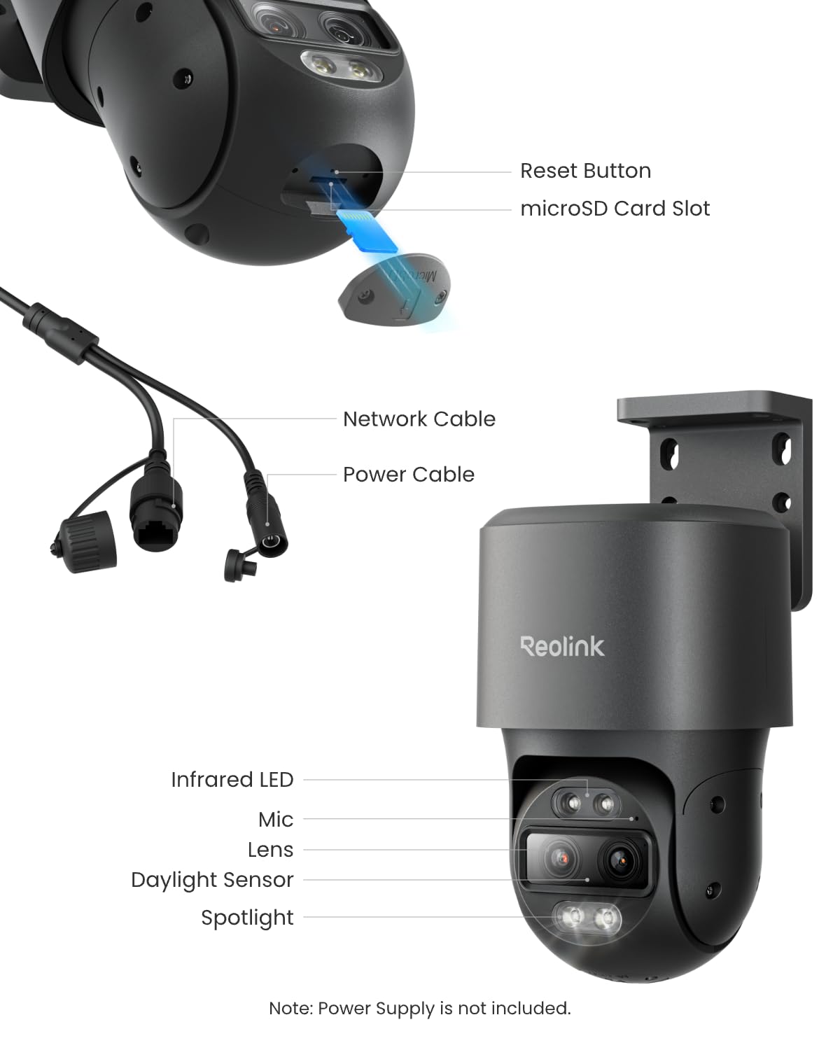 REOLINK PoE PTZ Security Camera System, 4K Camera with Dual-Lens, 6X Hybrid Zoom, 355 Pan & 90 Tilt, Auto Tracking, 24/7 Recording, AI Video Search, TrackMix PoE