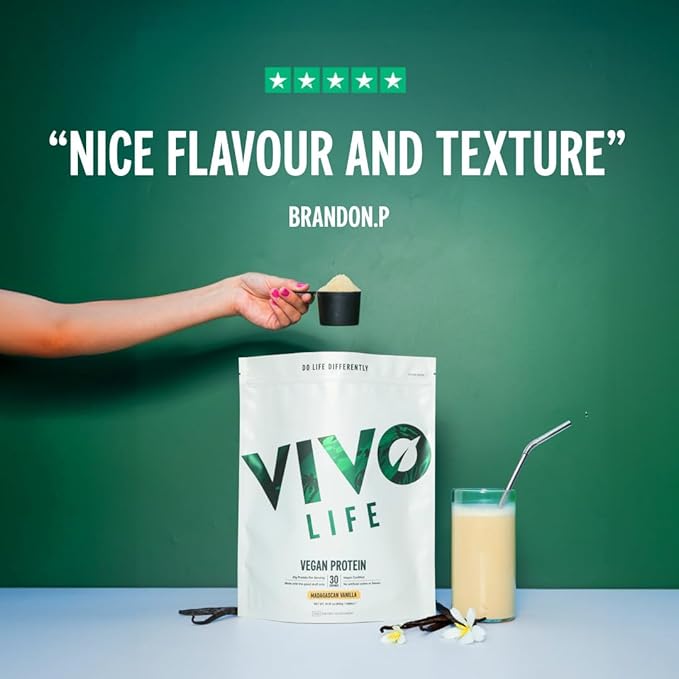 Vivo Vegan Protein Powder - 0.7 oz of Plant-Based Protein per Scoop, 30 Servings (31.7 oz) (Vanilla) (31.7 oz, Vanilla)