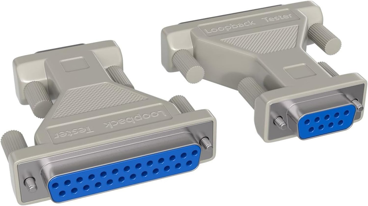 Cable Leader DB9 DB25 RS-232 1PC Female to Female Serial Loop Back Tester, Serial Loopback Adapter for Serial Port