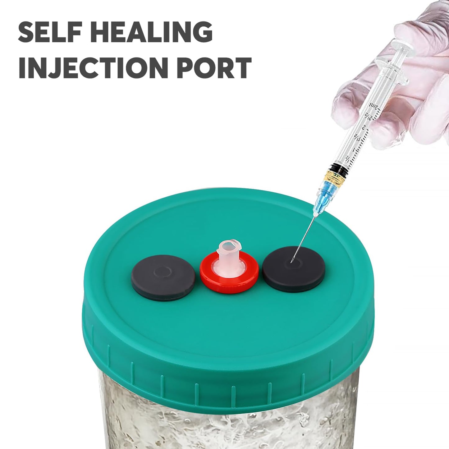 MOFOGDR Mushroom Liquid Culture Jar with Self Healing Sealing Injection Port & Syringe Filter Port Mycology Supplies Mushroom Inoculation, Cultivation, Growing Kit 500 ML, 6PCS|PACK