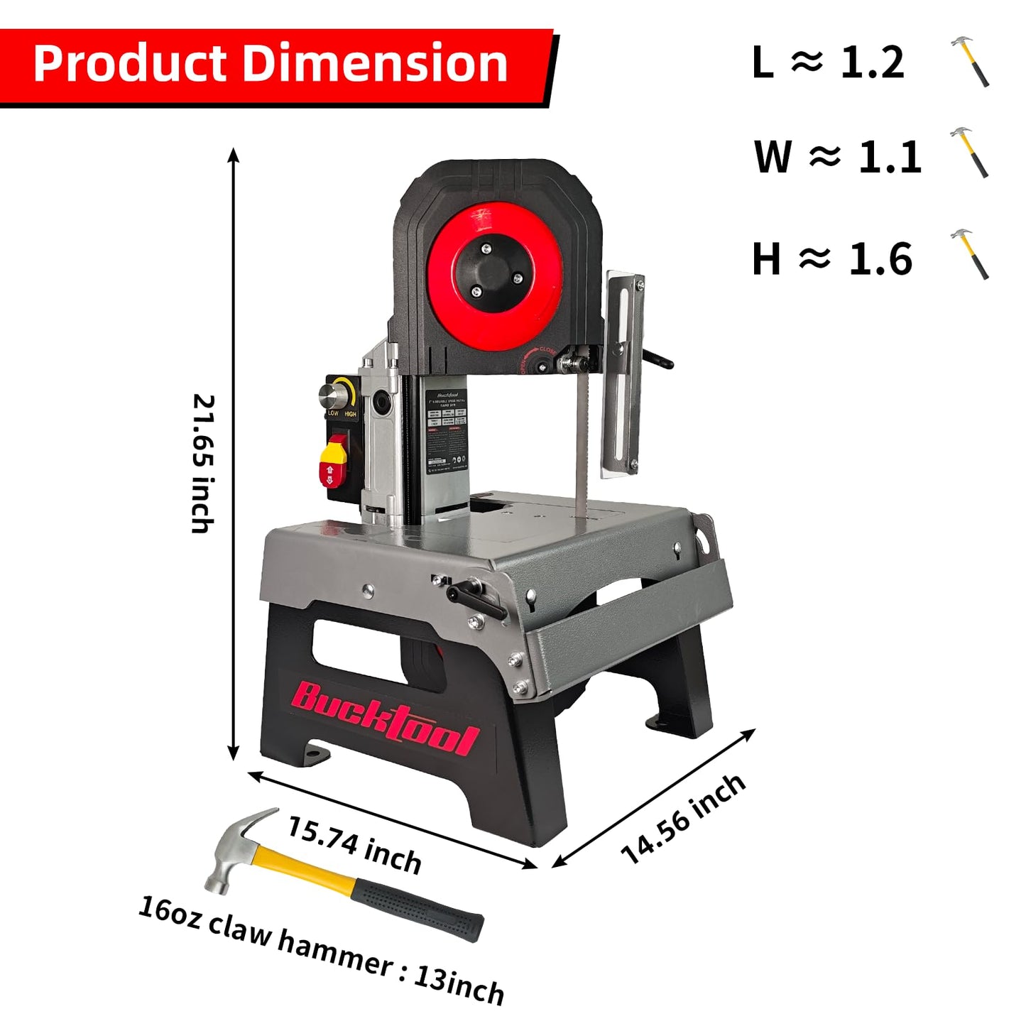 Bucktool 5" Variable Speed Metal Band Saw, 1.5HP 10A Benchtop Bandsaw with 137–472 FPM Speed Control, 5" Cutting Capacity, Adjustable Work Table & Extension Table for Metal Cutting