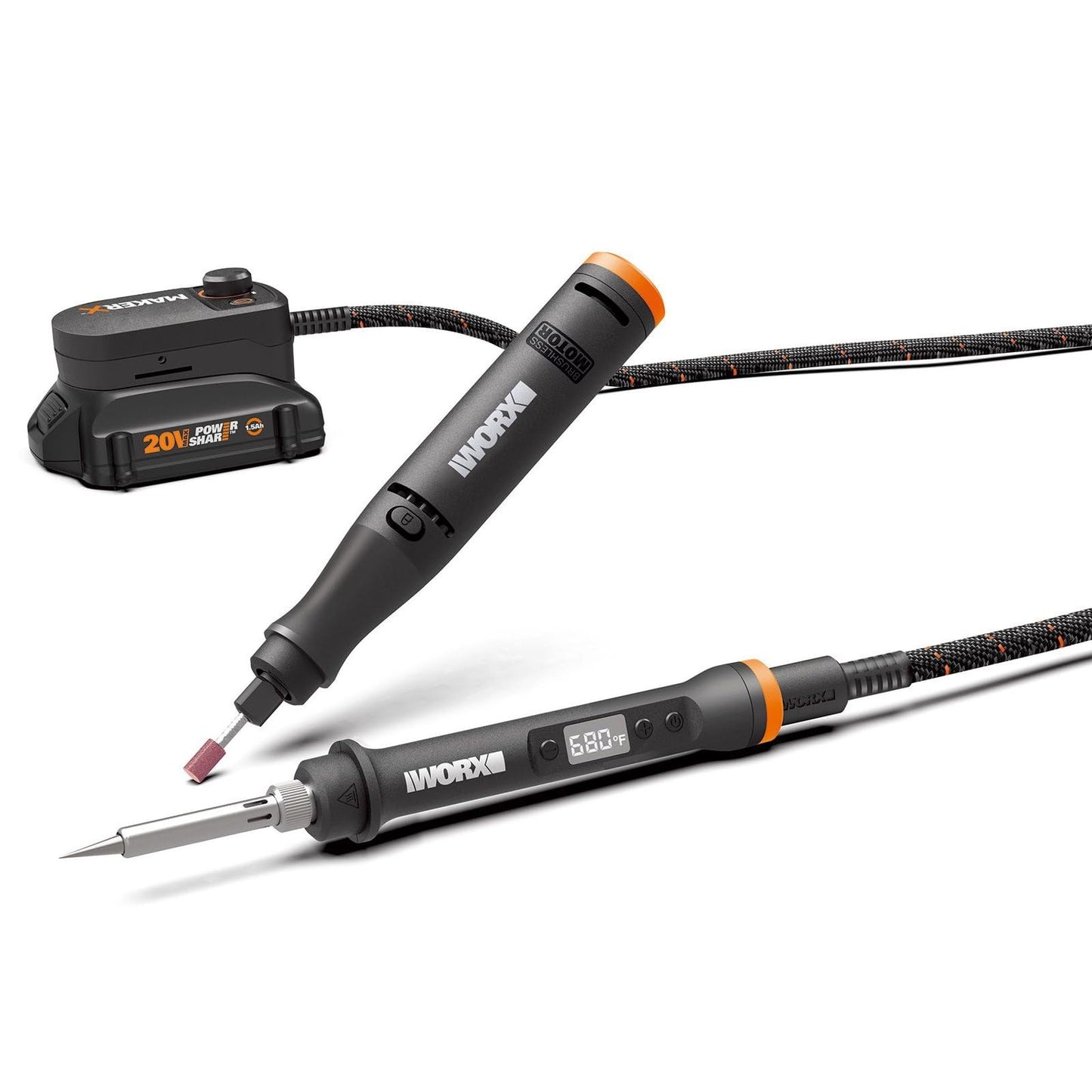 Worx WX989L 20V MAKERX 2-Pc Combo Kit - Rotary Tool + Heat Gun w/ 42 Accessories